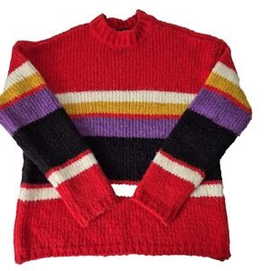 Sanctuary Sweater Womens M Multicolor Striped Wool/Alpaca Blend Fuzzy Soft